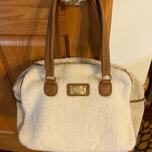 Super cute Sherpa and vinyl handbag.